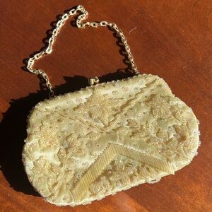 Yellow vintage beaded purse
